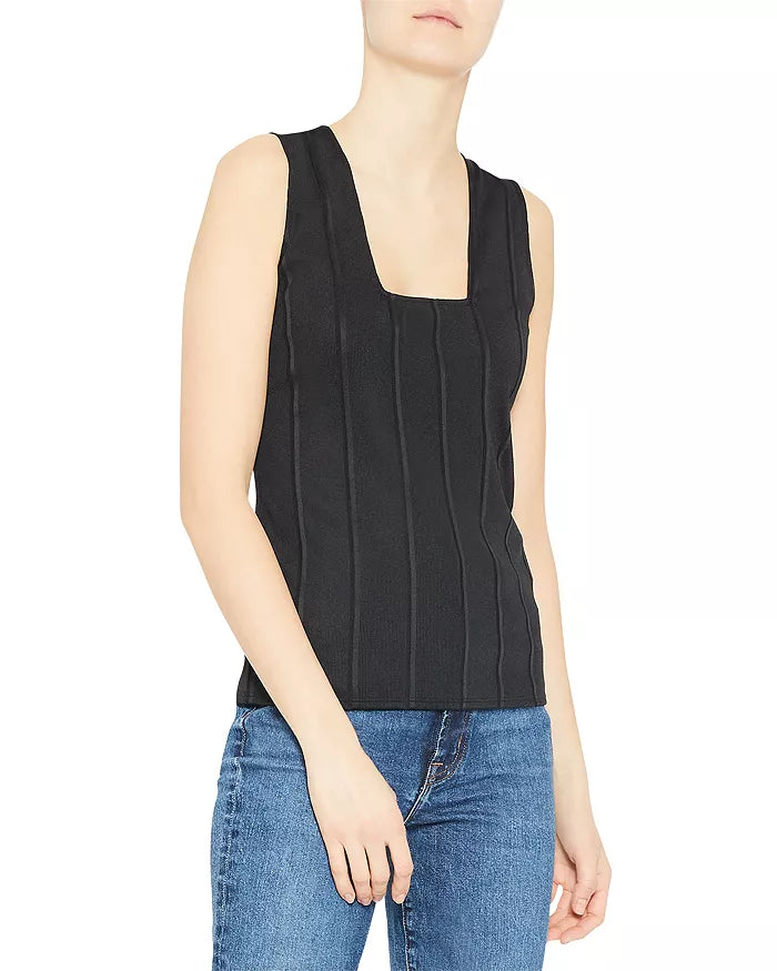 Theory Jacquard Square-Neck Tank Top