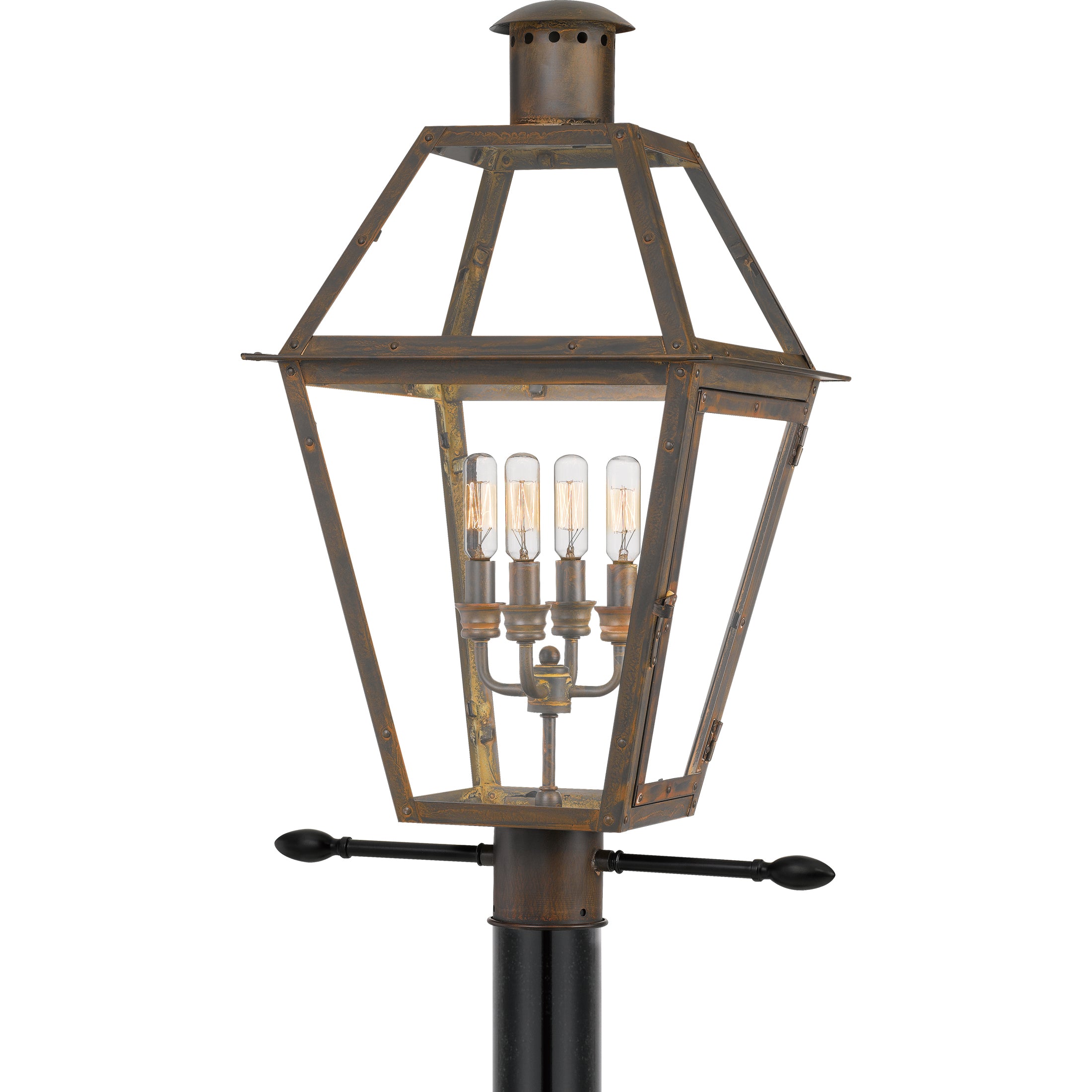 Quoizel Rue De Royal 4-Light 17in Outdoor Post Light in Industrial Bronze