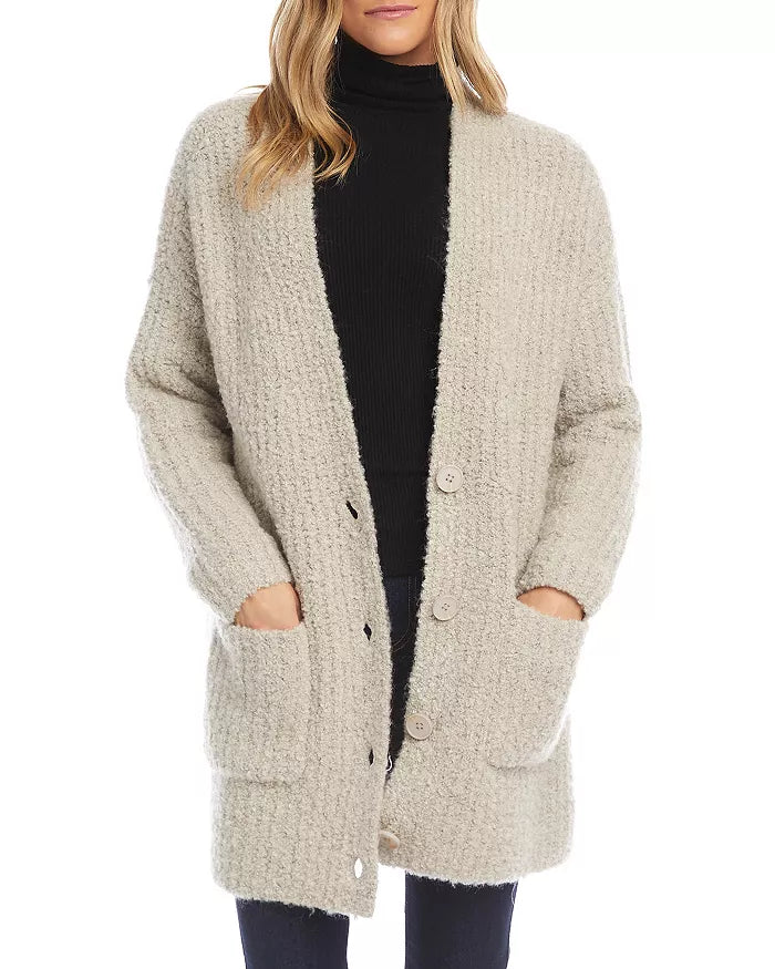 Karen Kane Taupe Womens Grandpa Cardigan, Size Medium