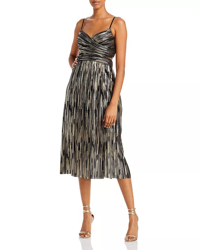 Aidan by Aidan Mattox Pleated Cutout Back Midi Dress, Size 8