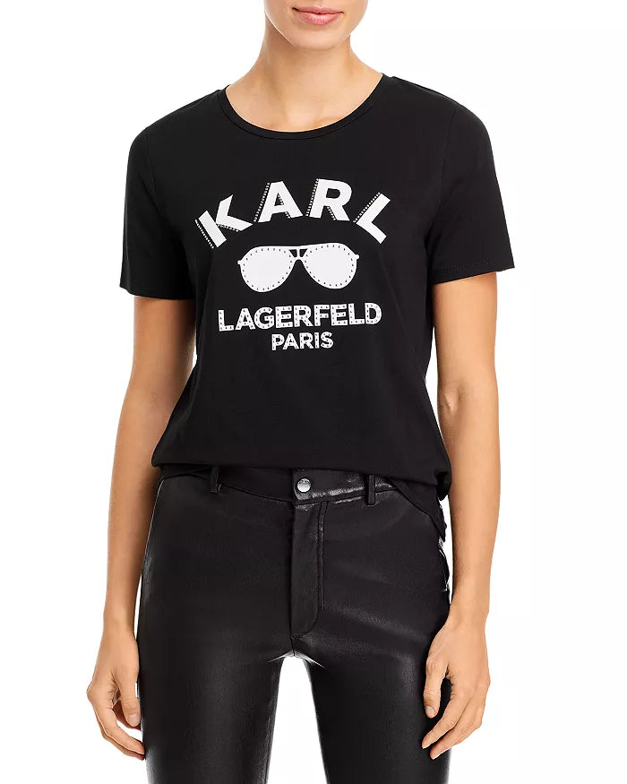 Karl Lagerfeld Paris Sunglasses Graphic Print Tee, Size Small