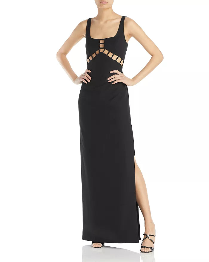 Aidan by Aidan Mattox Cutout Square Neck Gown