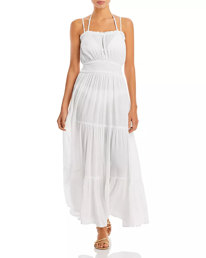 Aqua Swim Tiered Cover-up Maxi Dress