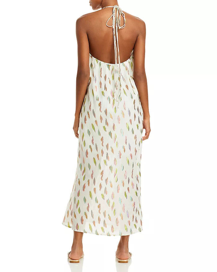 PQ Swim Womens Chantel Printed Cover Up Maxi Dress, White, X-Small-Small XS-S