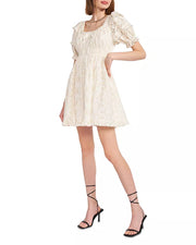 EN SAISON Womens Cavaretta Eyelet Embroidered Cotton Mini Dress, Size Medium