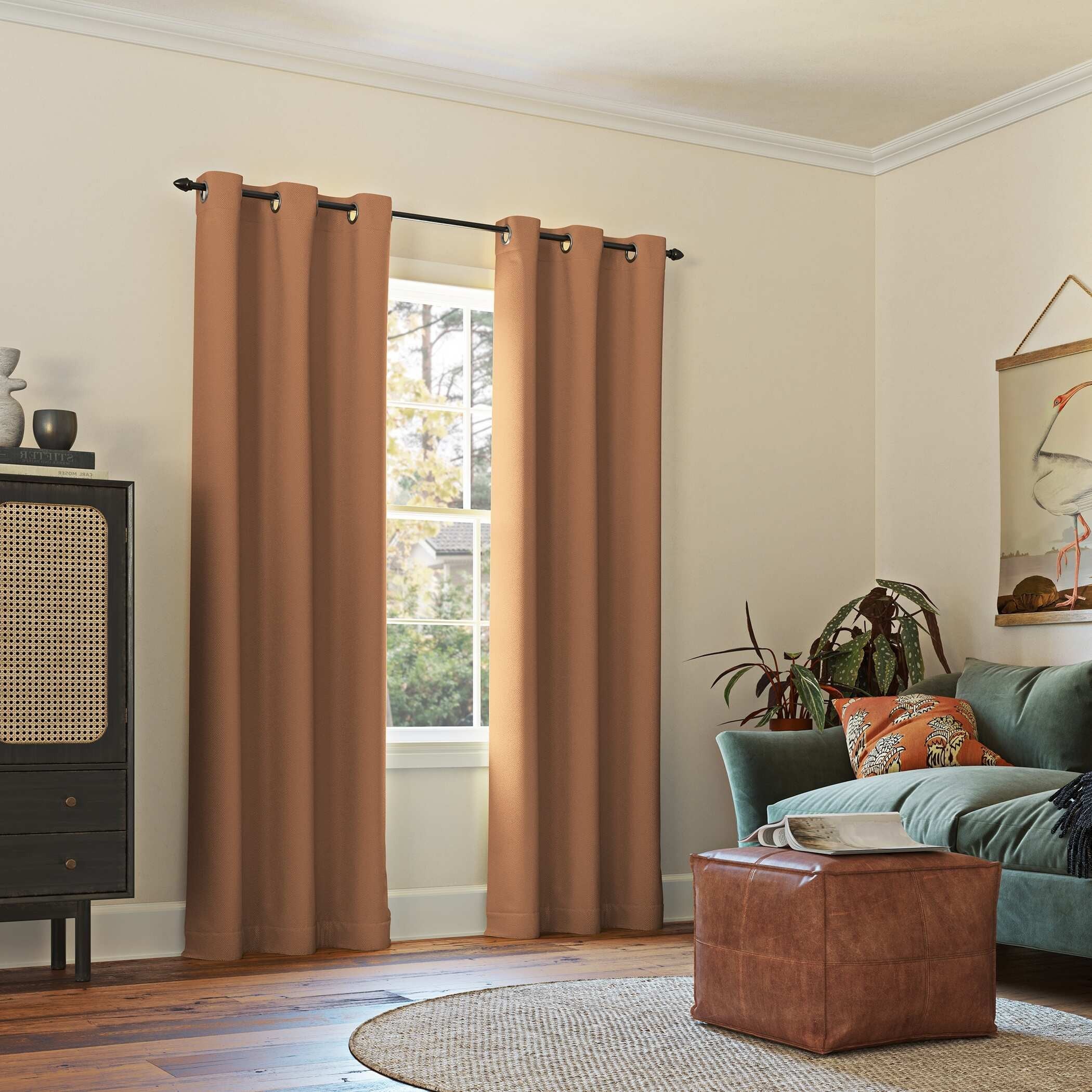 Sun Zero Mercer Blackout Solid Grommet Single Curtain Panel, Sunbaked
