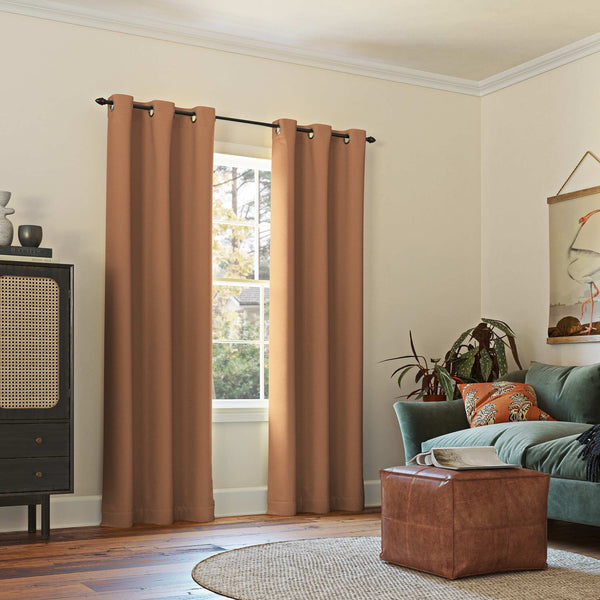 Sun Zero Mercer Blackout Solid Grommet Single Curtain Panel, Sunbaked