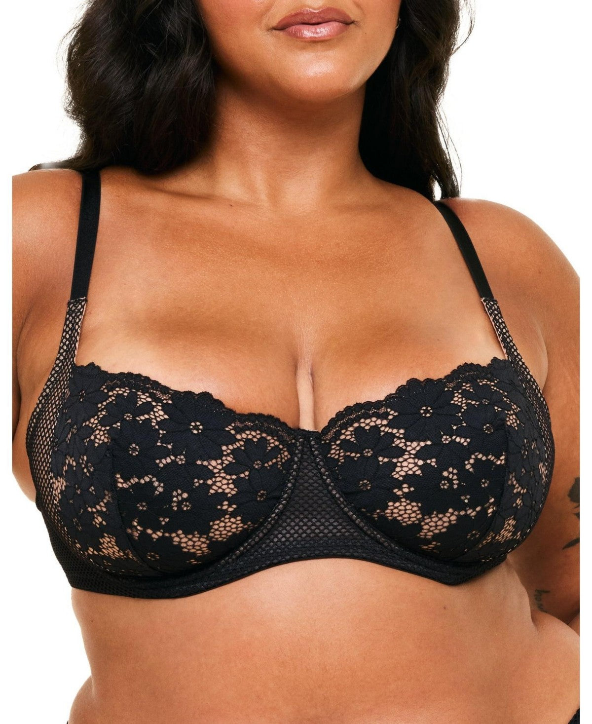 Adore Me Womens Roxanne Unlined Balconette Bra - Black, 38DD