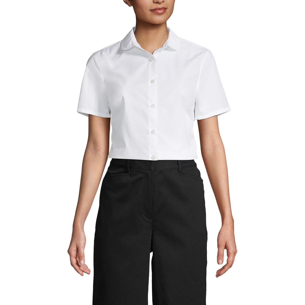 Lands End School Uniform Peter Pan Collar Broadcloth Shirt, Size 16