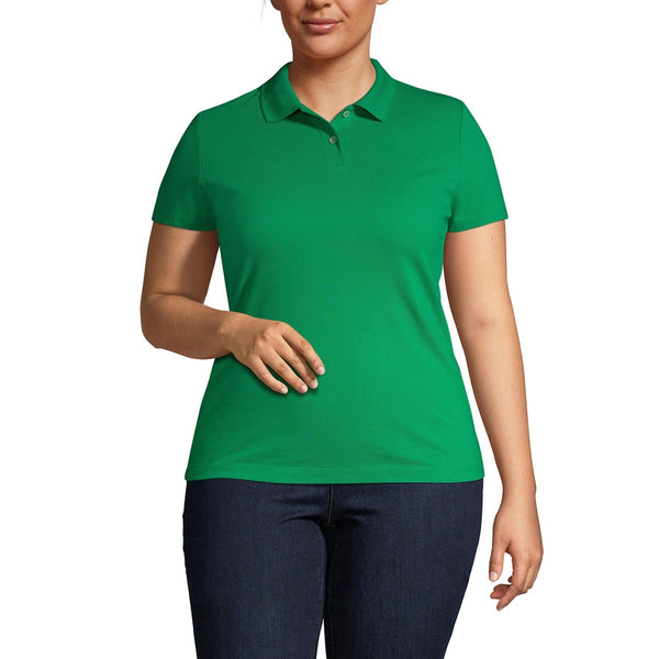 Lands End Plus Size Short Sleeve Basic Mesh Polo Shirt - Vibrant Clover, 2X