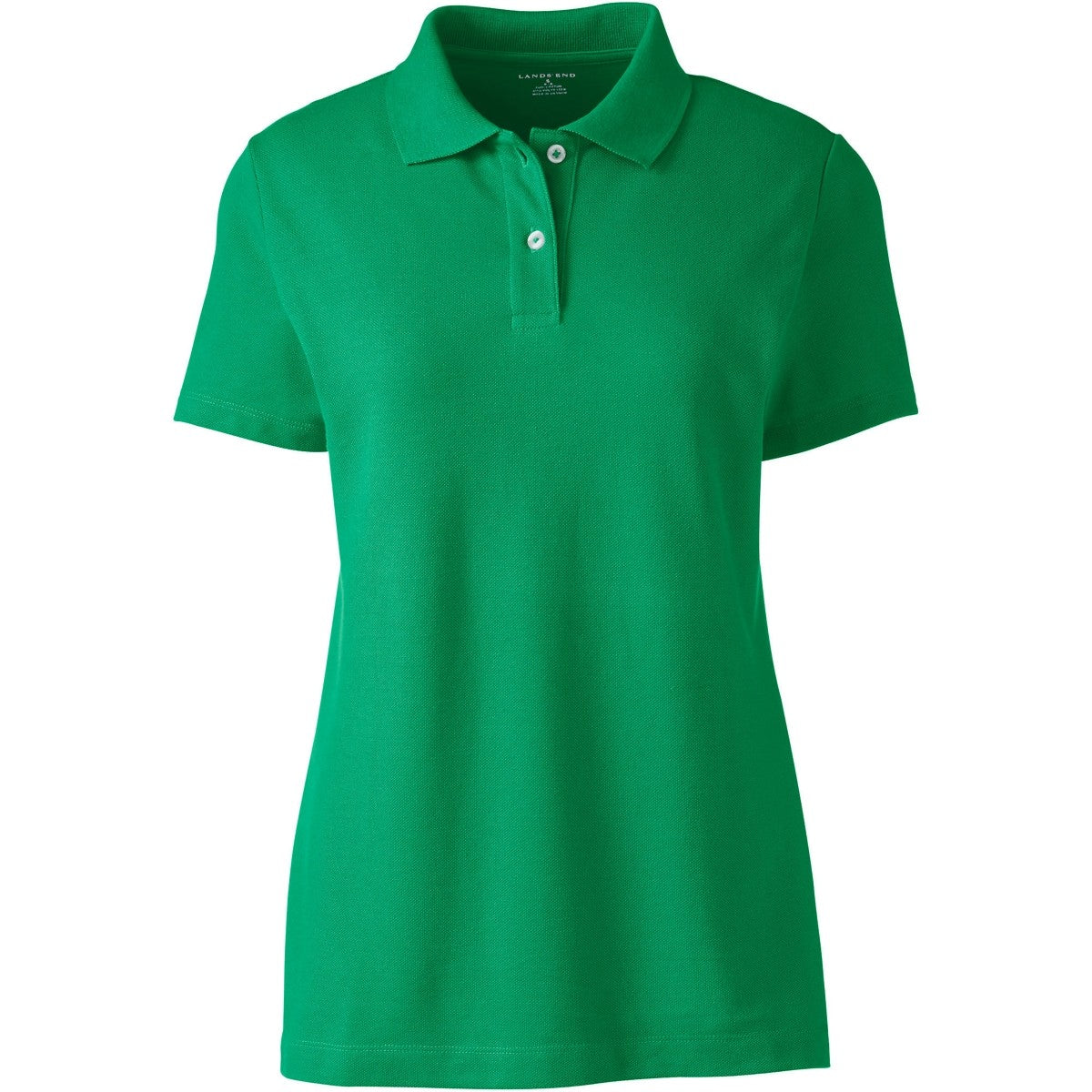 Lands End Plus Size Short Sleeve Basic Mesh Polo Shirt - Vibrant Clover, 2X