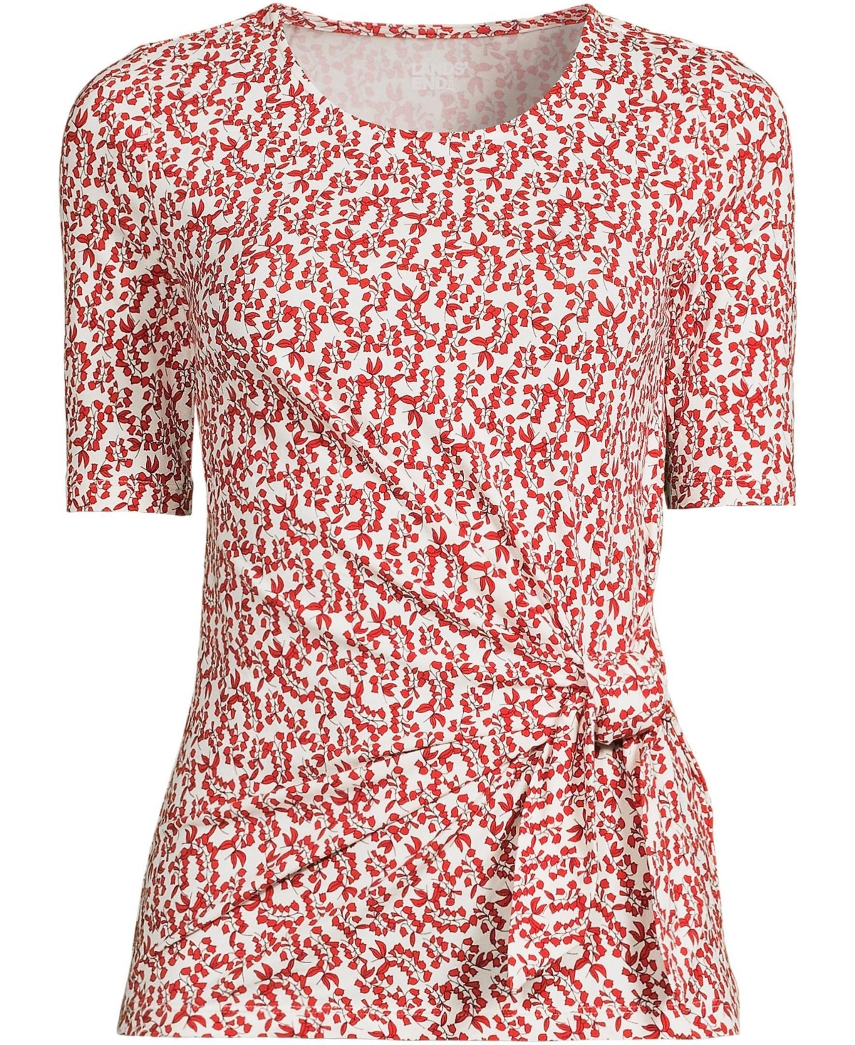 Lands End Womens Plus Size Lightweight Jersey Tie Front Top