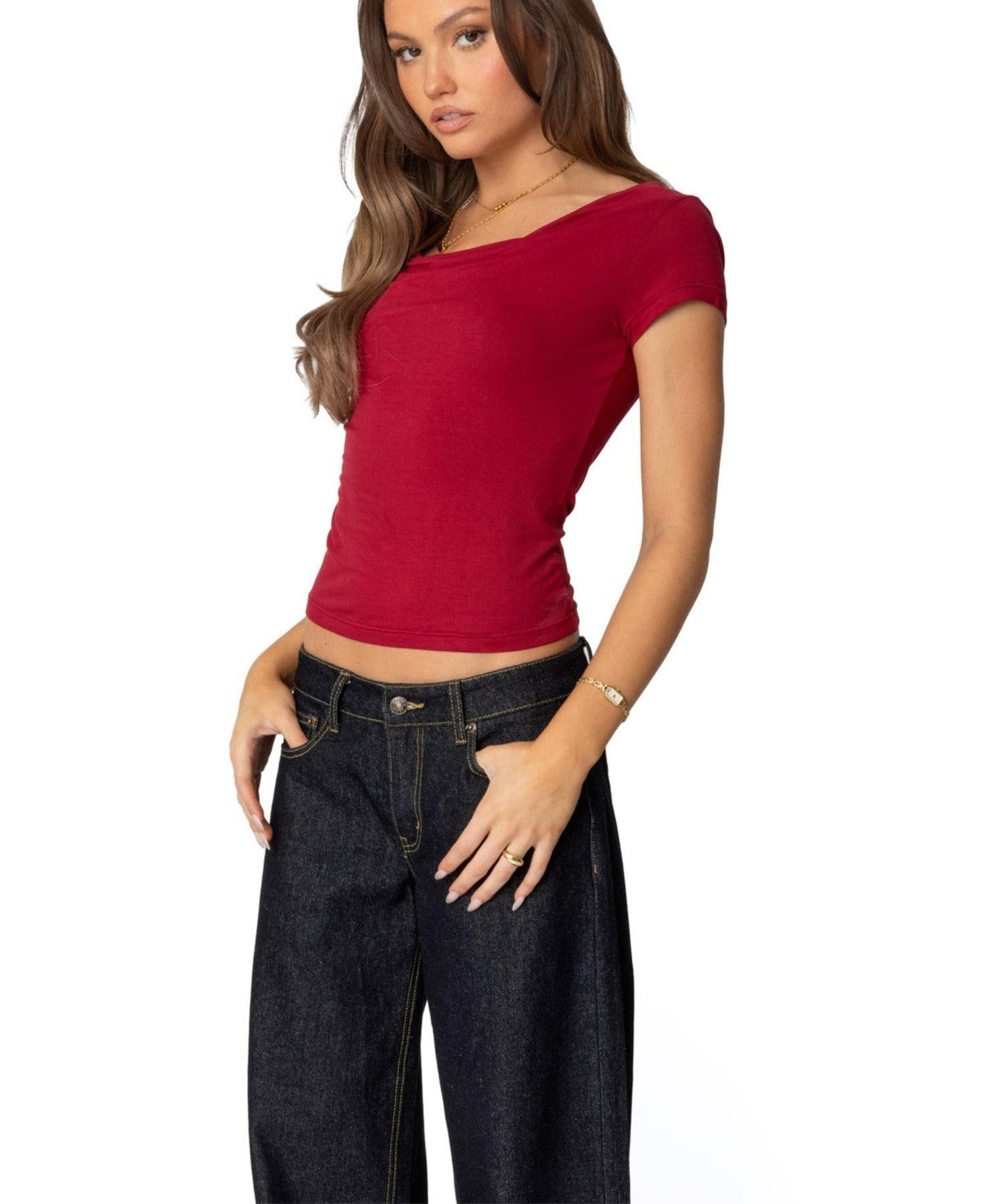 Edikted Javi Cowl Neck Top, Medium