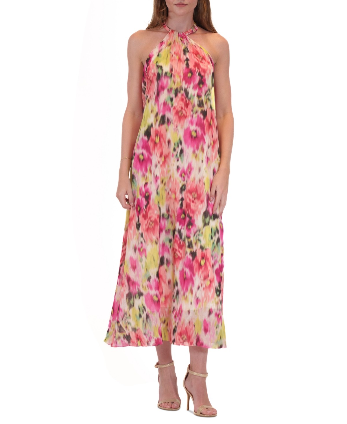 julia jordan Womens Printed Twisted Halter-Neck Maxi Dress, Size XL