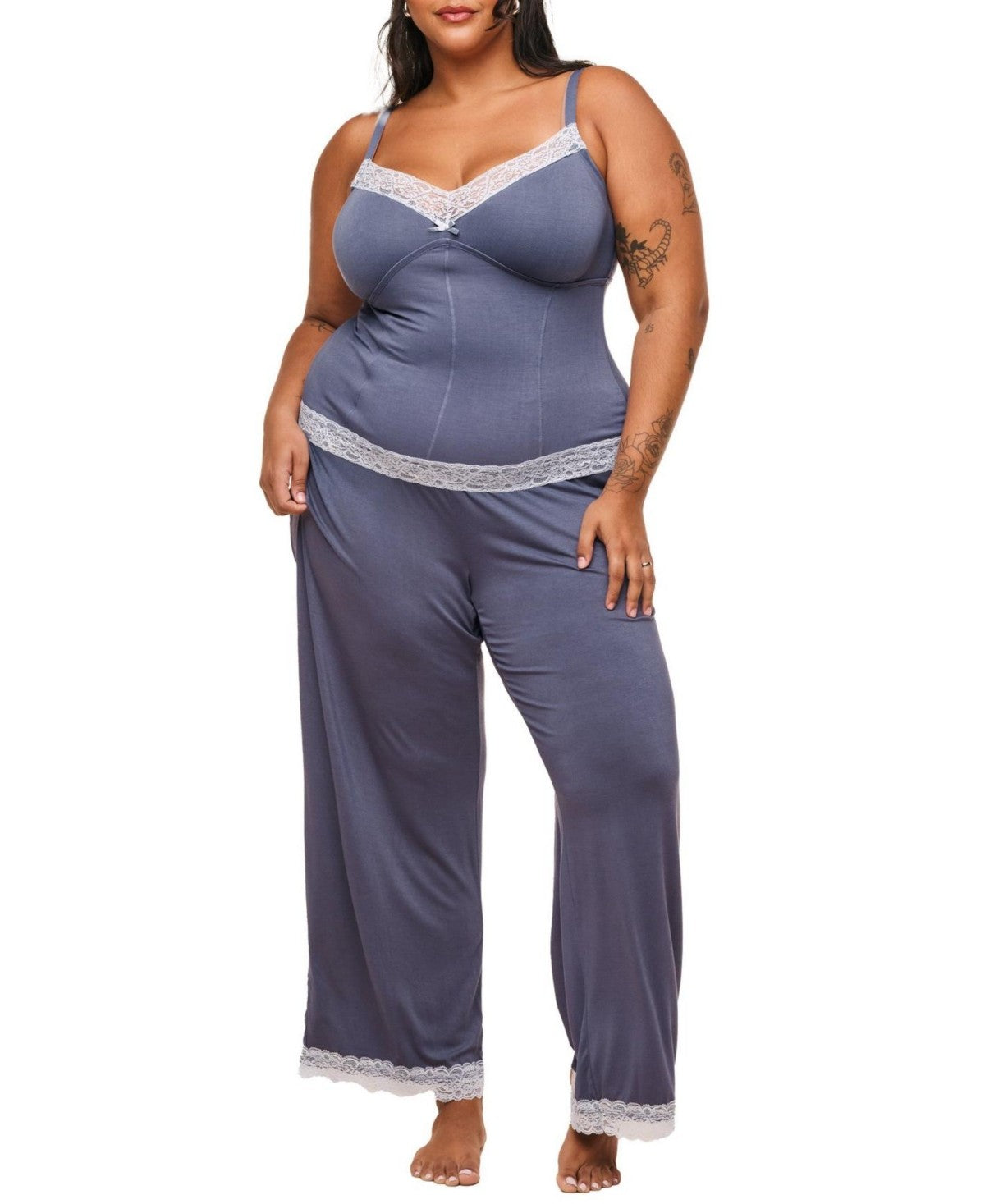 Adore Me Plus Size Suzanna Pajama Cami and Pants Set - Dark Grey, 3X