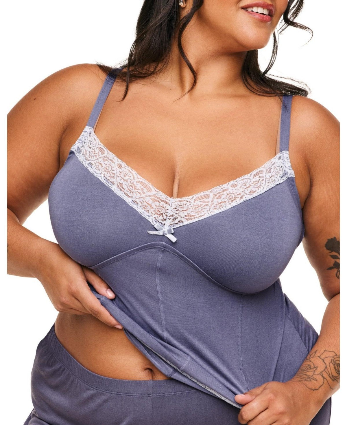 Adore Me Plus Size Suzanna Pajama Cami and Pants Set - Dark Grey, 3X