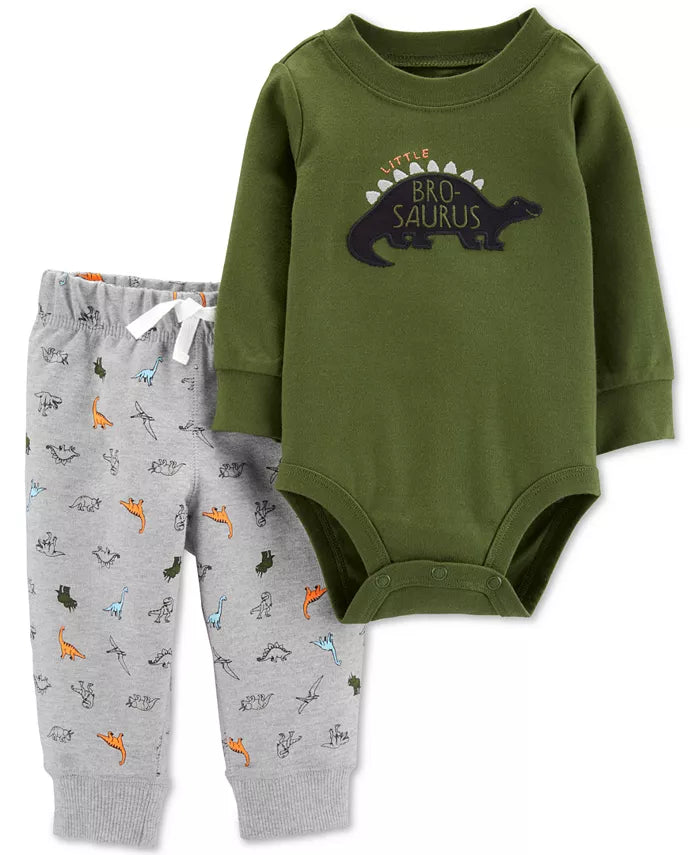 Carters Infant Boys 2-Piece Dinosaur Bodysuit and Pant Set, Size 12Months