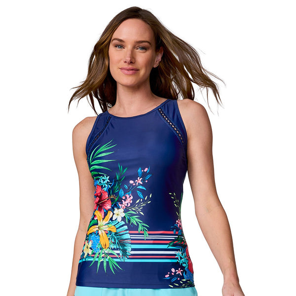 Free Country Womens High Neck Tankini Top