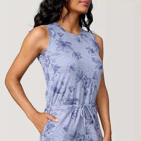 Free Country Womens Shirttail Dress - Medium Grey Blooms, Small