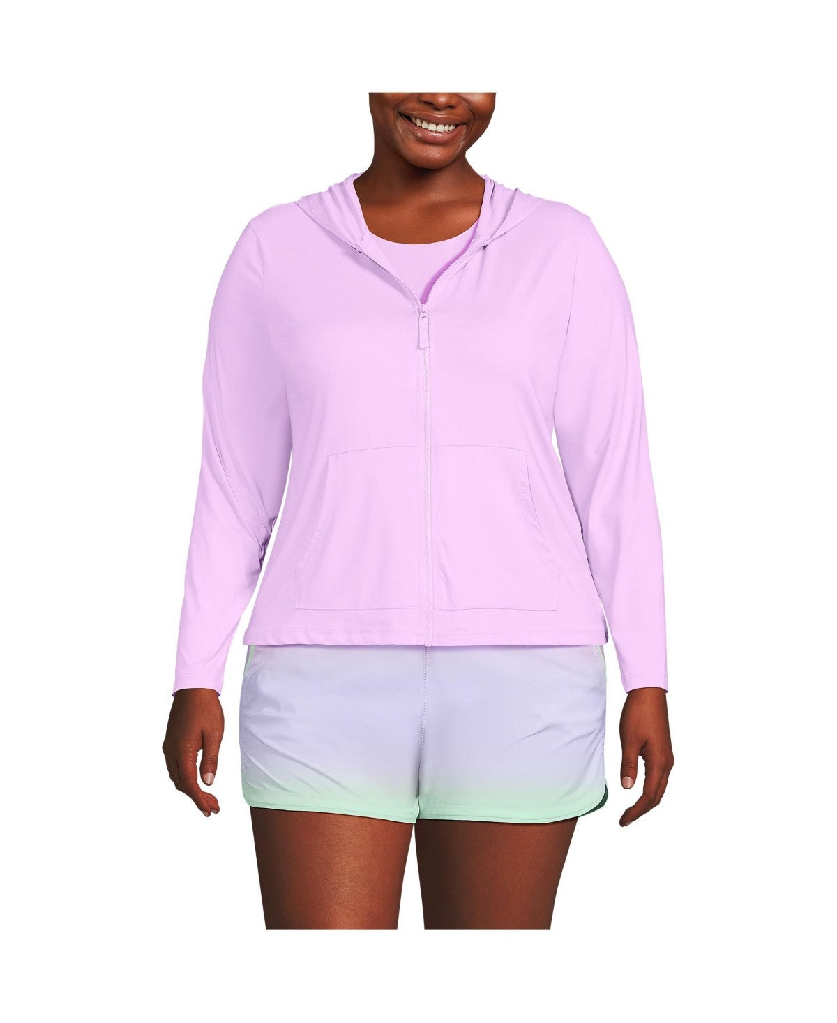 Lands End Long Sleeve Hooded Full Zip Upf 50 Rash Guard