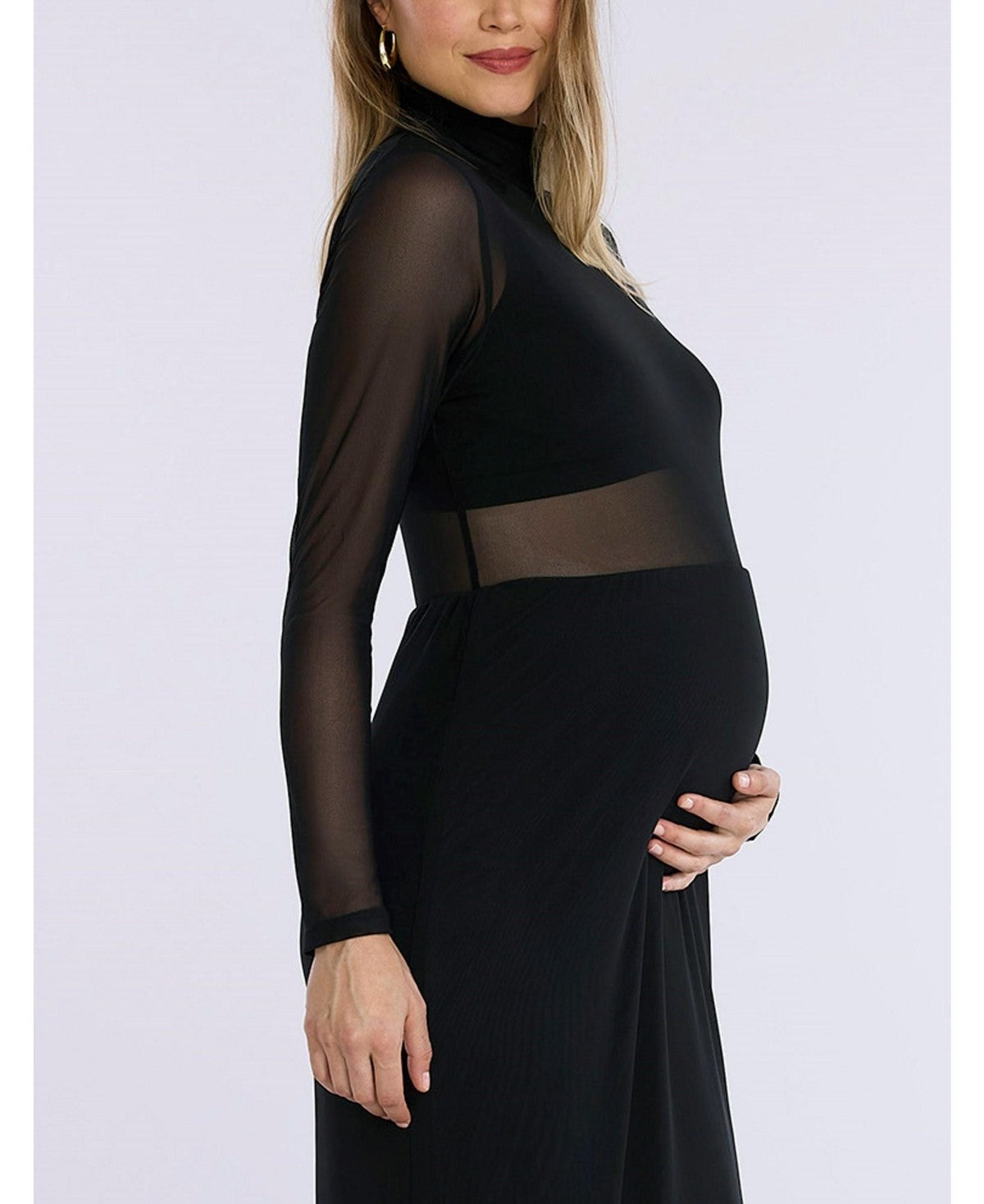 Motherhood Maternity Maternity Long Sleeve Bodycon Mesh Top Large