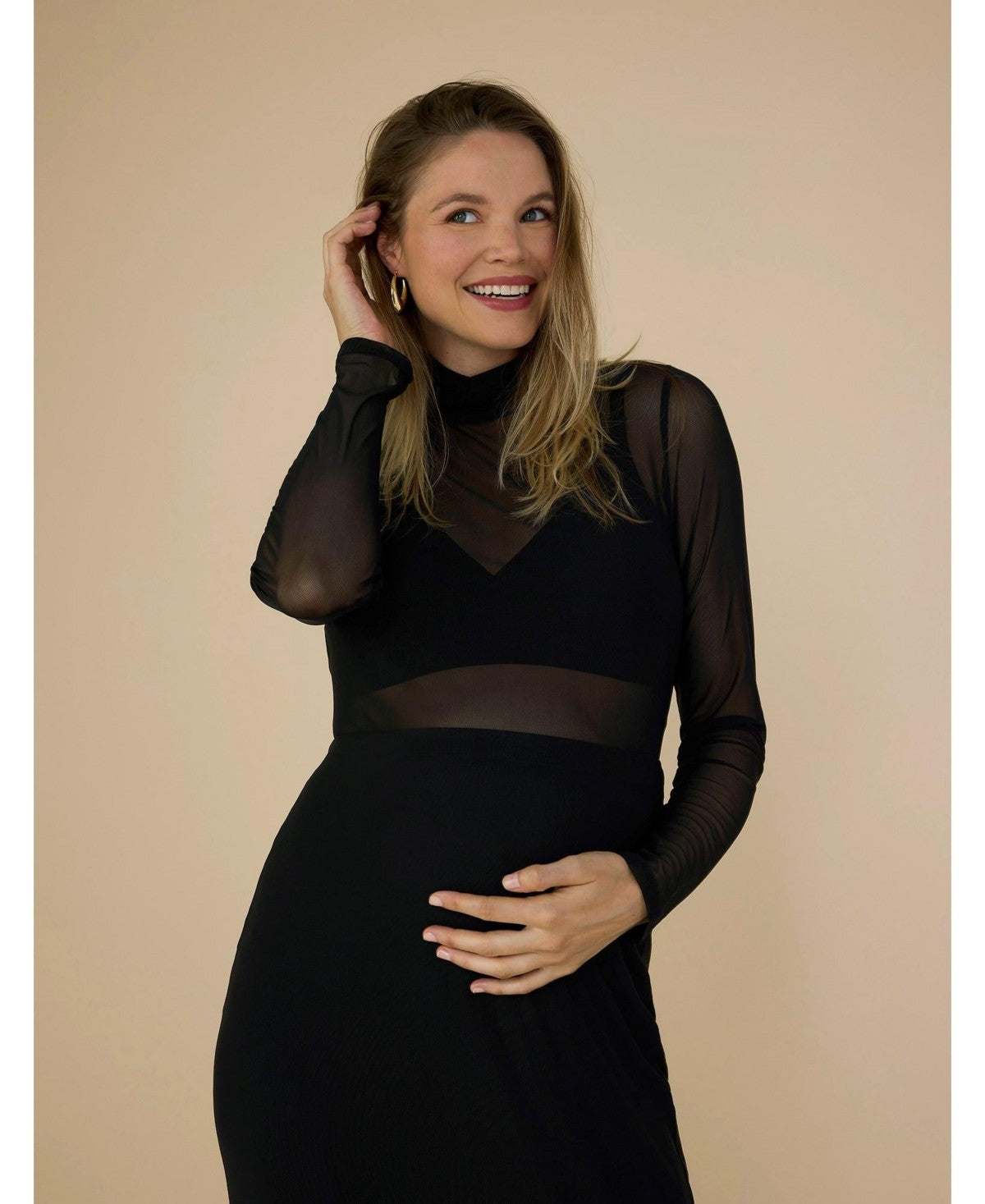 Motherhood Maternity Maternity Long Sleeve Bodycon Mesh Top Large