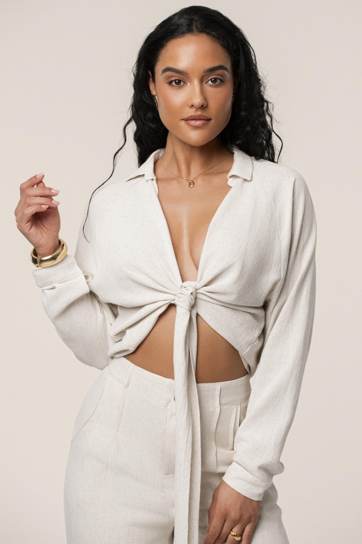 Jluxlabel Womens Soho Front Tied Woven Top