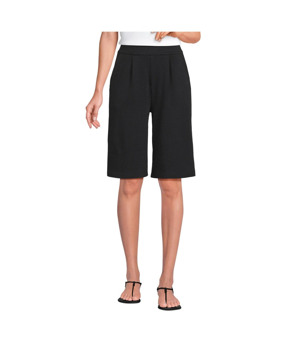 Lands End High Rise Pleated 12-in. Bermuda Shorts, Medium