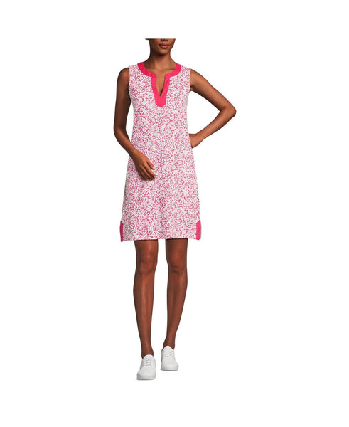 Lands End Womens Cotton Jersey Notch Neck Dress -medium