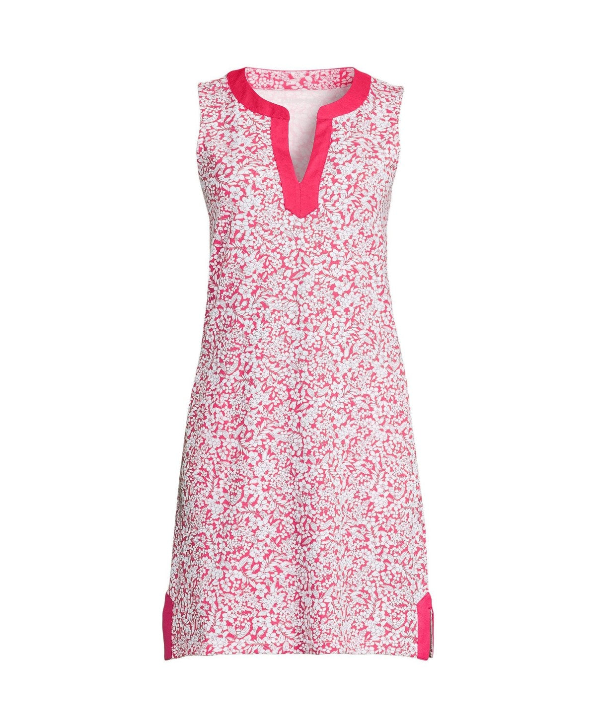 Lands End Womens Cotton Jersey Notch Neck Dress -medium