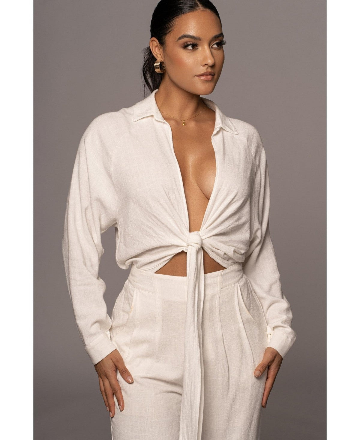 Jluxlabel Womens Soho Front Tied Woven Top