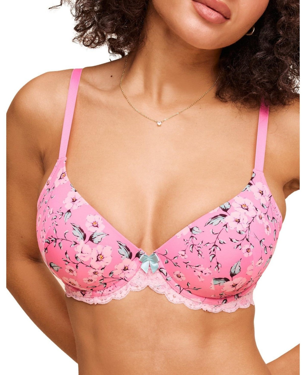 Adore Me Womens Kati Contour Demi Bra - Floral Pink, 34C