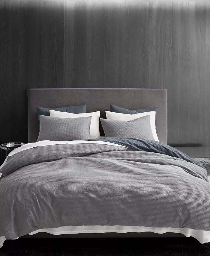 Vera Wang Waffle Pique Cotton 3 Piece Duvet Cover Set