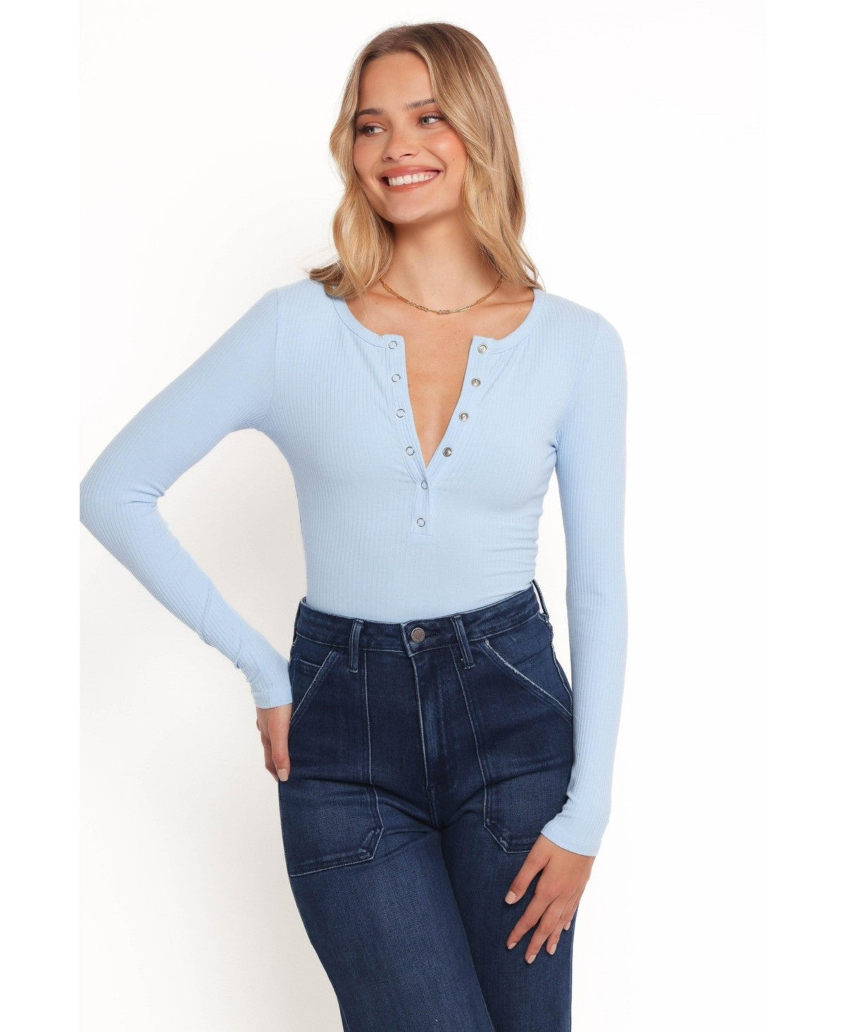 Petal and Pup Womens Dio Knit Henley, Size Small