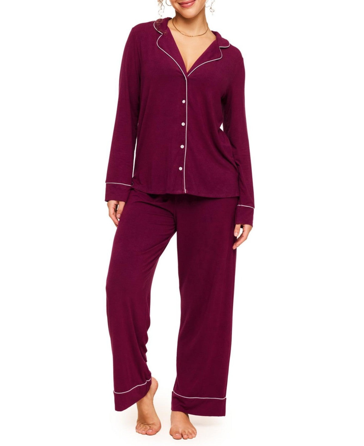Adore Me Womens Matilda Long Sleeve Top and Pants Pajama Set