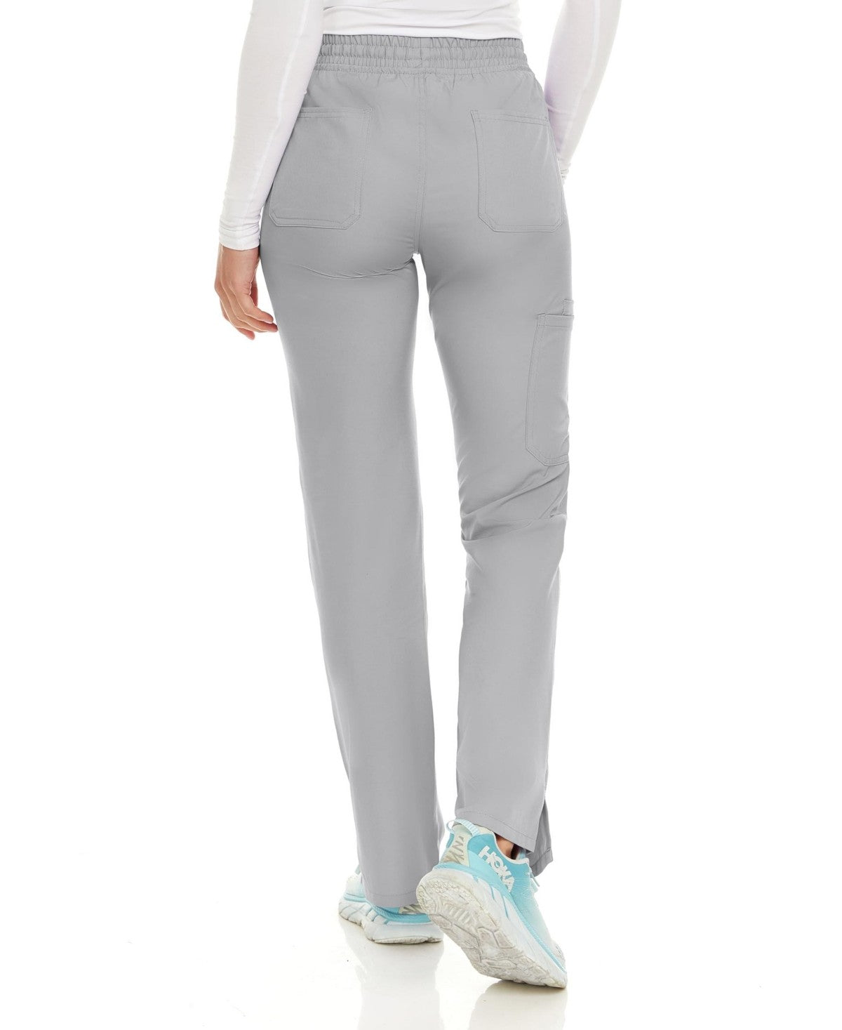 Medichic Petite Terri Stretch Straight Leg Six Pocket Cargo Scrub Pants, Ceil, X Large -