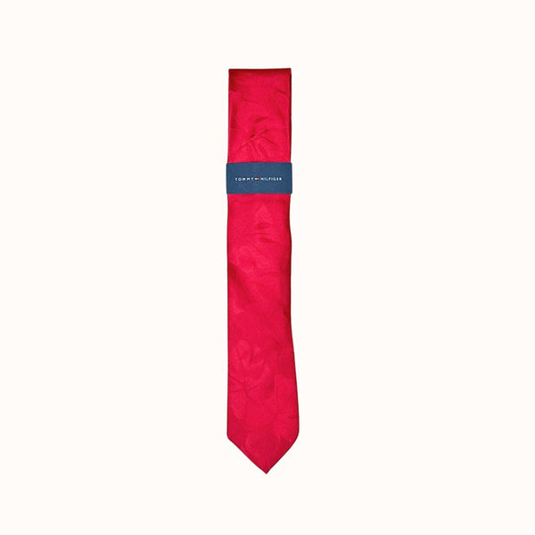 Tommy Hilfiger Mens Monstera Plant Silk Pattern Neck Tie Red