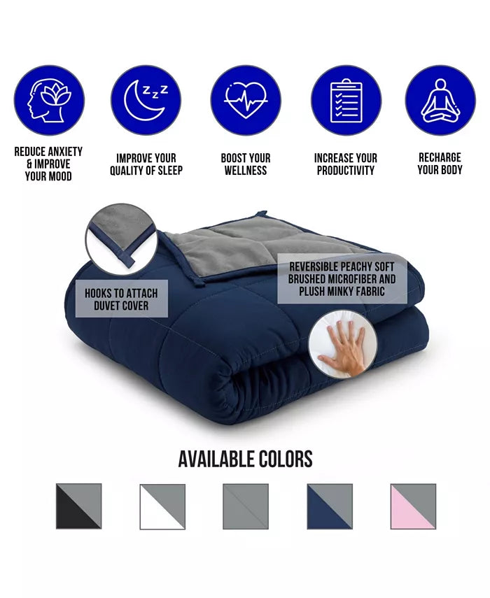 Ella Jayne 20lb Reversible Anti-Anxiety Weighted Blanket - Grey/Navy