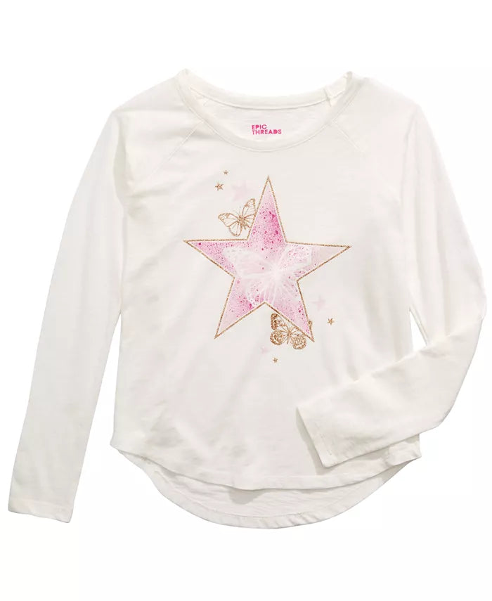 Epic Threads Big Girls Butterfly Star Long-Sleeve T-Shirt, Size XL