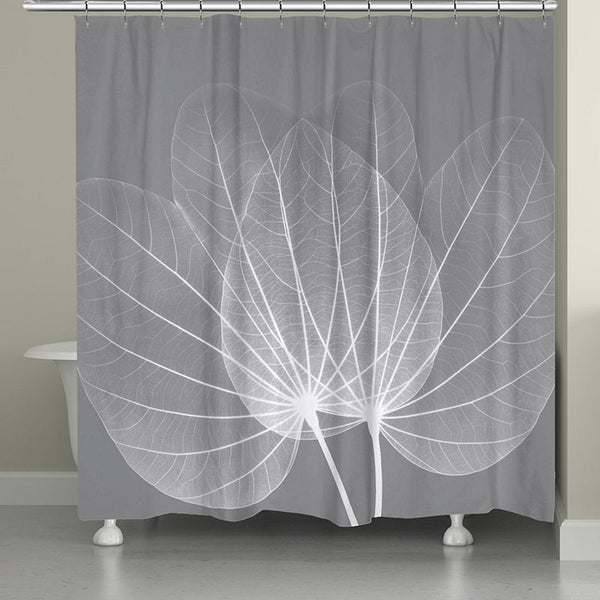 Laural Home Grey Leaves Shower Curtain