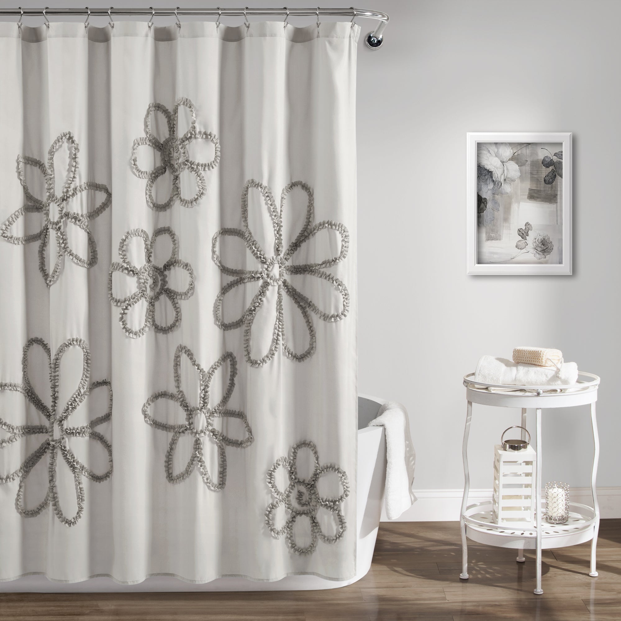 Lush Decor Ruffle Flower Shower Curtain