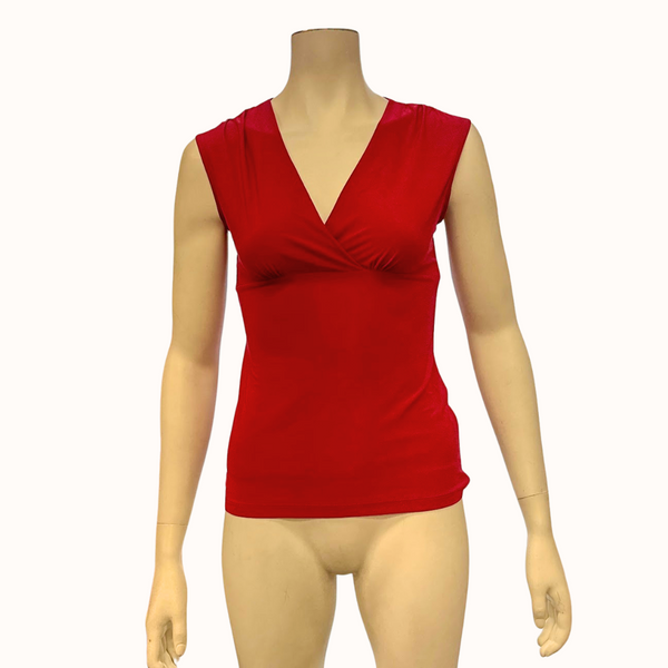 The Limited Red Sleeveless Blouse w/Deep V-Neck, Size-Small