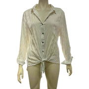 Style and Co Petite Tie-Front Button-up Top Size PXL