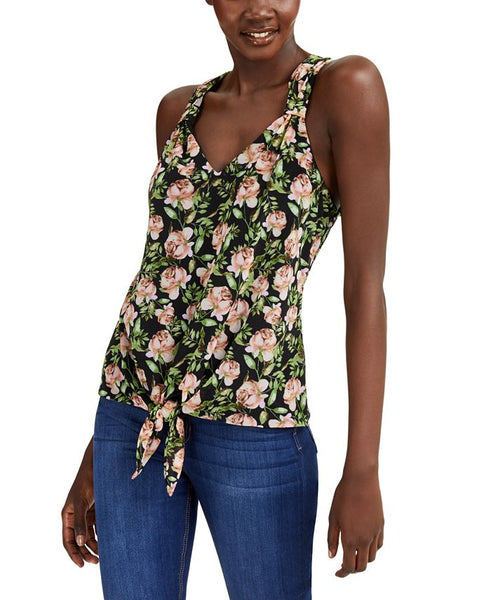 International Concepts Petite Printed Tie-Front Top, Size PP