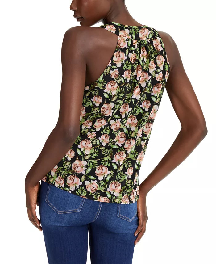 International Concepts Petite Printed Tie-Front Top, Size PP