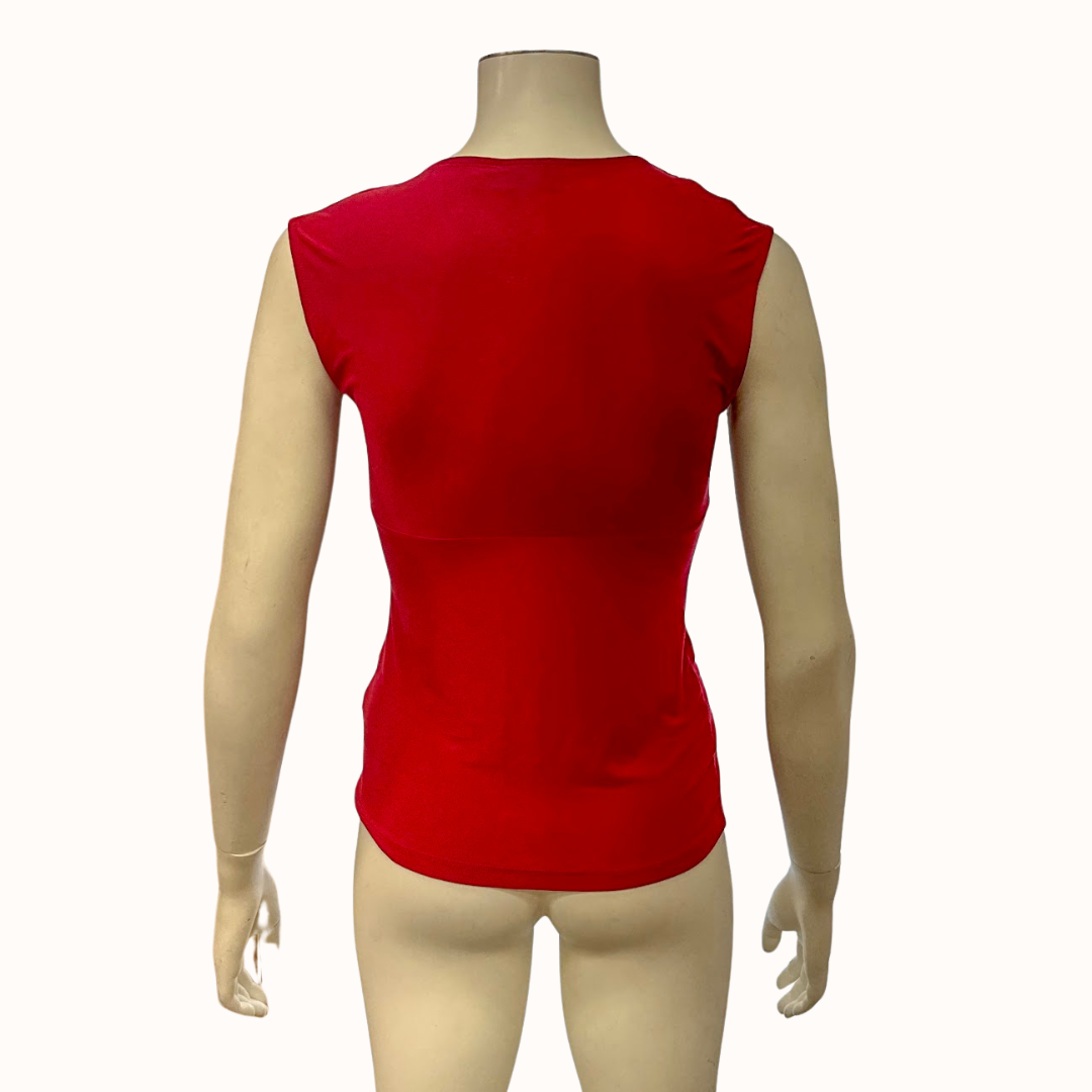 The Limited Red Sleeveless Blouse w/Deep V-Neck, Size-Small