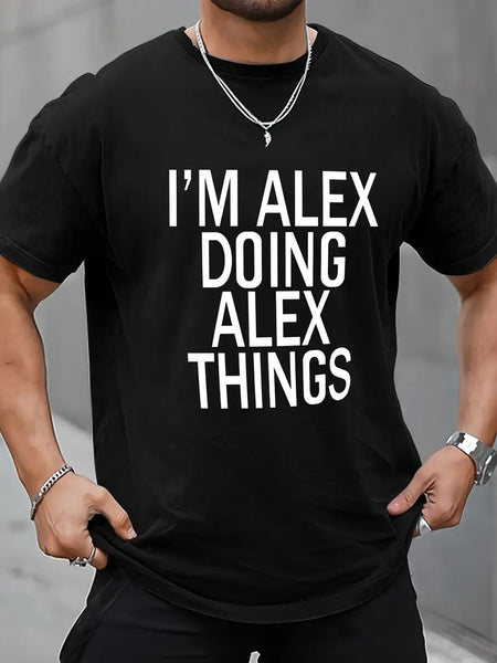 Men's I'm Alex Print, Summer Daily Outdoor T-shirt, Size 2XL