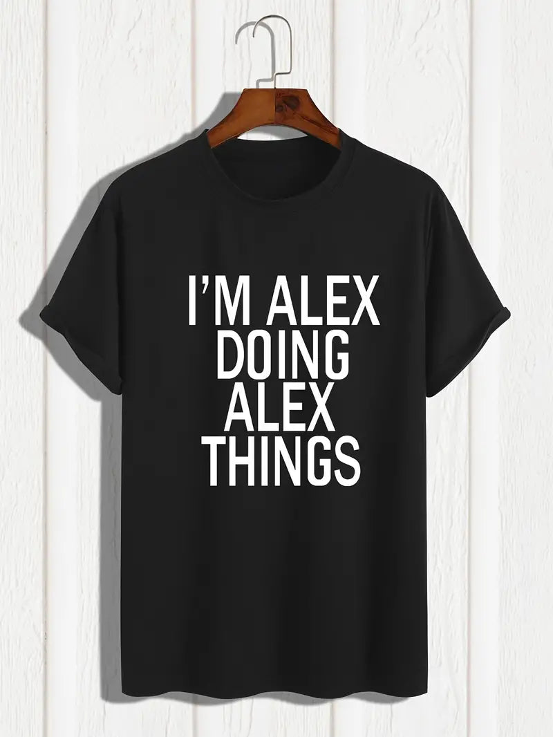 Men's I'm Alex Print, Summer Daily Outdoor T-shirt, Size 2XL