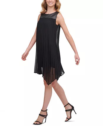 Dkny Mixed-Media Pleated Dress, Size XXS