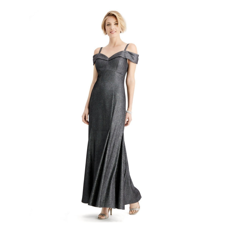 R M Richards Womens Gray Glitter Off Shoulder Fit Flare Formal Dress/S – Vanessa Jane